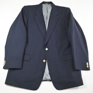 Andre Vachon 48X Navy Blue 100% Wool Gold Button Blazer Jacket Sport Coat